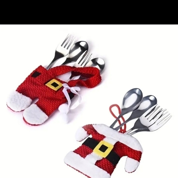 Eight (8)!!  Christmas Cutlery Holders, Ornaments. 4 Santa Pants, 4 Suits, NEW - Picture 12 of 12